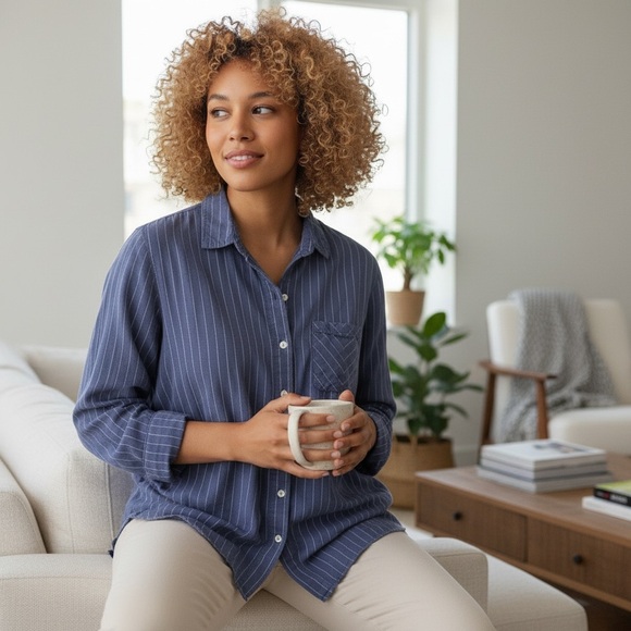 Aerie Navy Striped Top - Picture 1 of 8